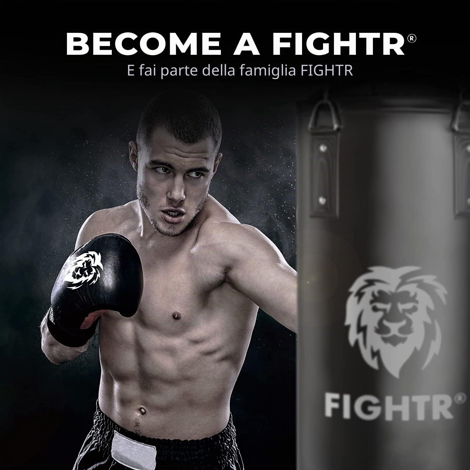 FIGHTR® Sacco da boxe da 1,2 m, resistente e robusto, 120 x 35 cm, con catena pesante per boxe, arti marziali, MMA (non riempito)