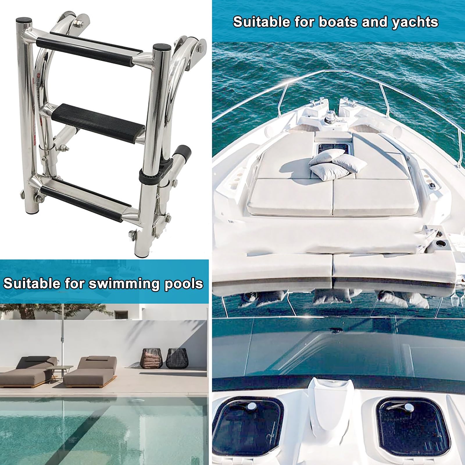 Scaletta Per Barca,Scala Da Immersione Scorrevole Sotto La Piattaforma In Acciaio Inossidabile Per Pontone,Scala Telescopica Per Imbarco Per Barche Marine, Capacità Limitata Di 272kg(60cm/24in)