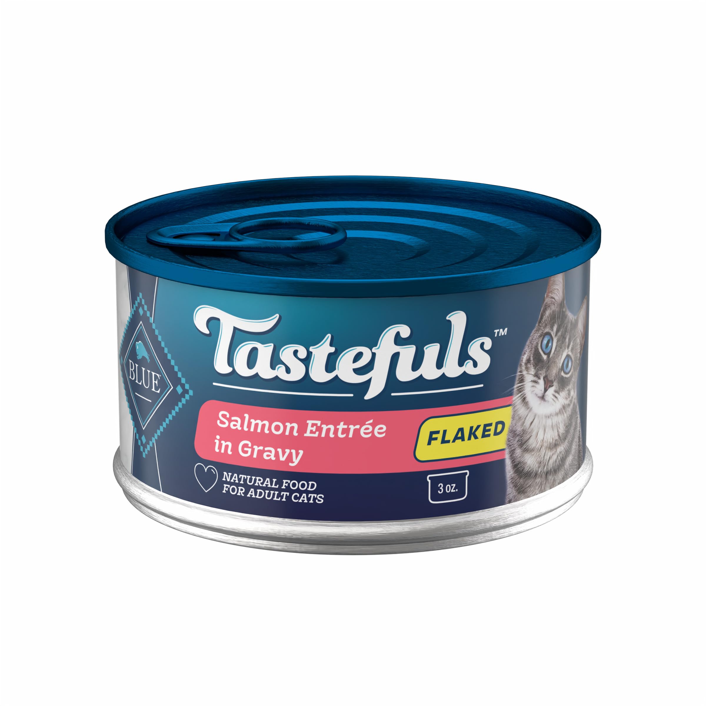Blue Buffalo Tastefuls Natural Flaked Wet Cat Food, Salmon Entrée in Gravy 3-oz cans (Pack of 24)