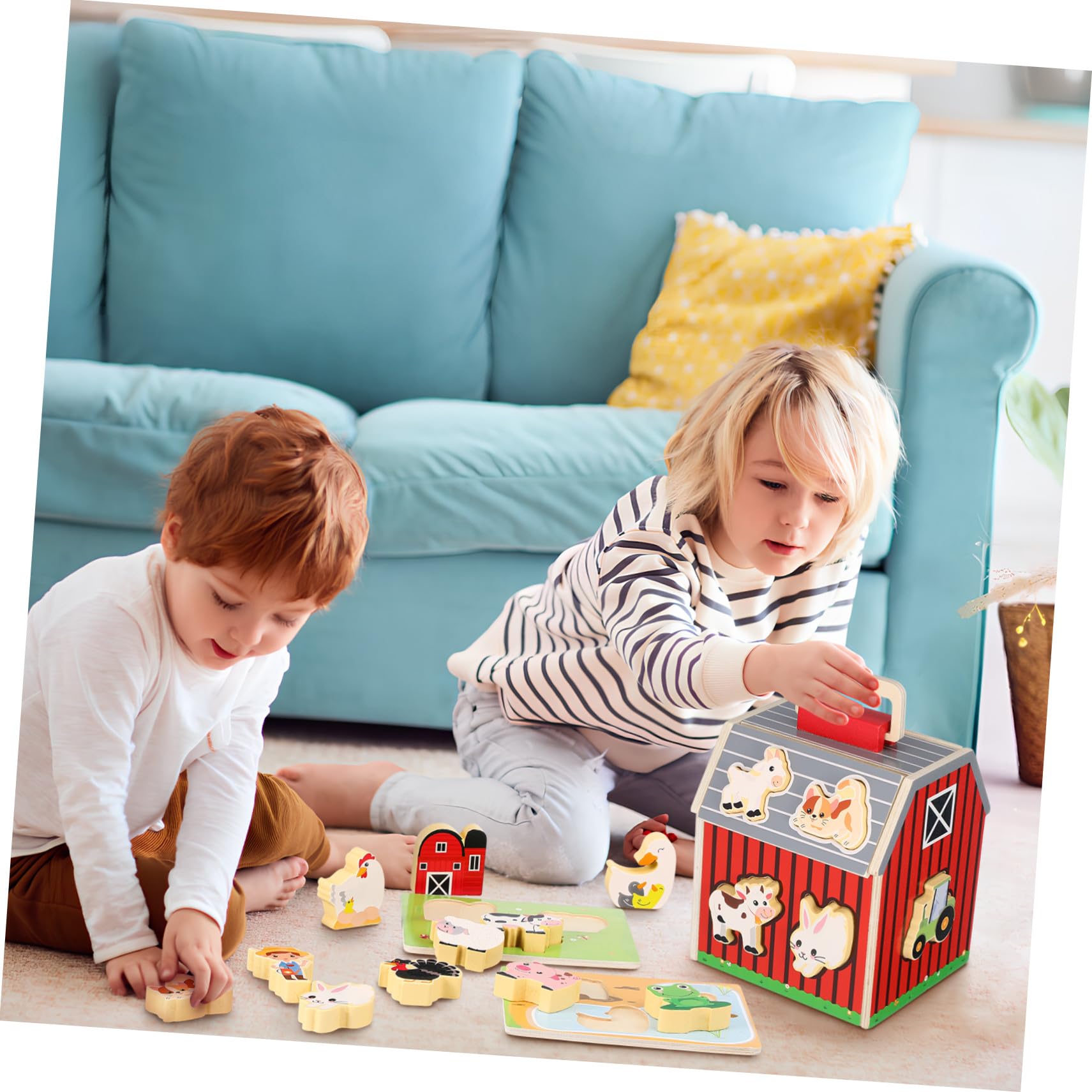 Toddmomy Giocattoli Montessori Fattoria per Anni Animali in Legno Sicuri e Didattici con Fienile Stimolazione Visiva e Sviluppo Cognitivo per Piccoli