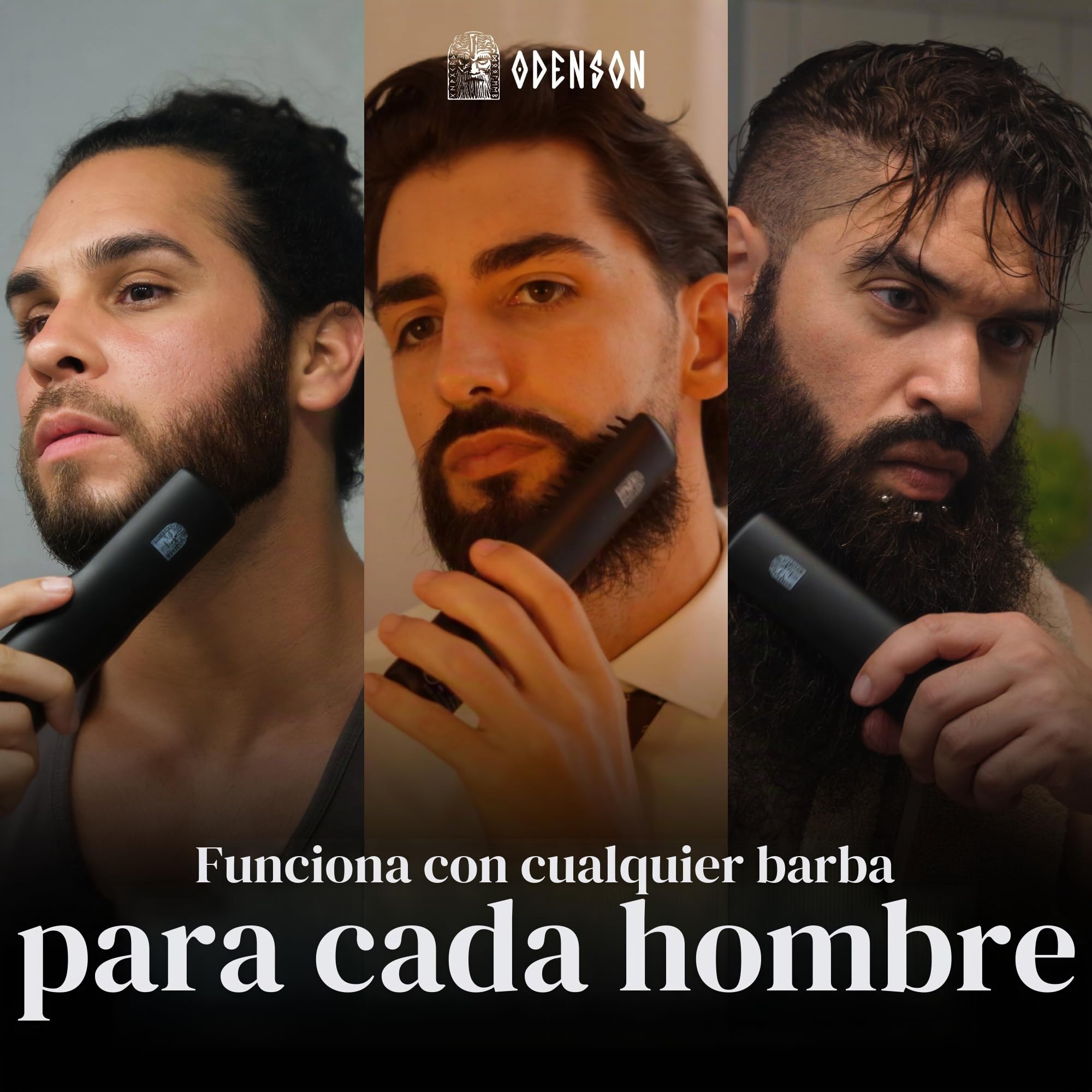 Odenson Beard Forger - Herramienta definitiva, cepillo y alisador térmico inalámbrico para barba y cabello, peine térmico para el cuidado y peinado de la barba