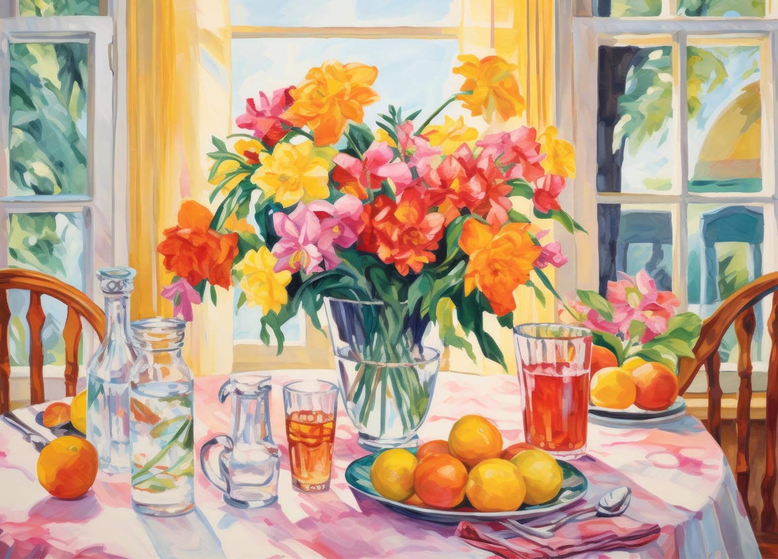 Bullglesup Jigsaw Puzzles for Adults 1000 Pieces, Breakfast Letter on Back Interlock Perfectly No Dust, Home Decors Family Challenge Toys for Men Women Elders Seniors (27.5"x19.6"), 1:1 Poster