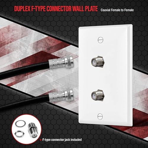 Miniatura 5 de Conector de tipo F para teléfono y CATV, más conectores hembra RJ11 con placas para pared, Blanco, 1