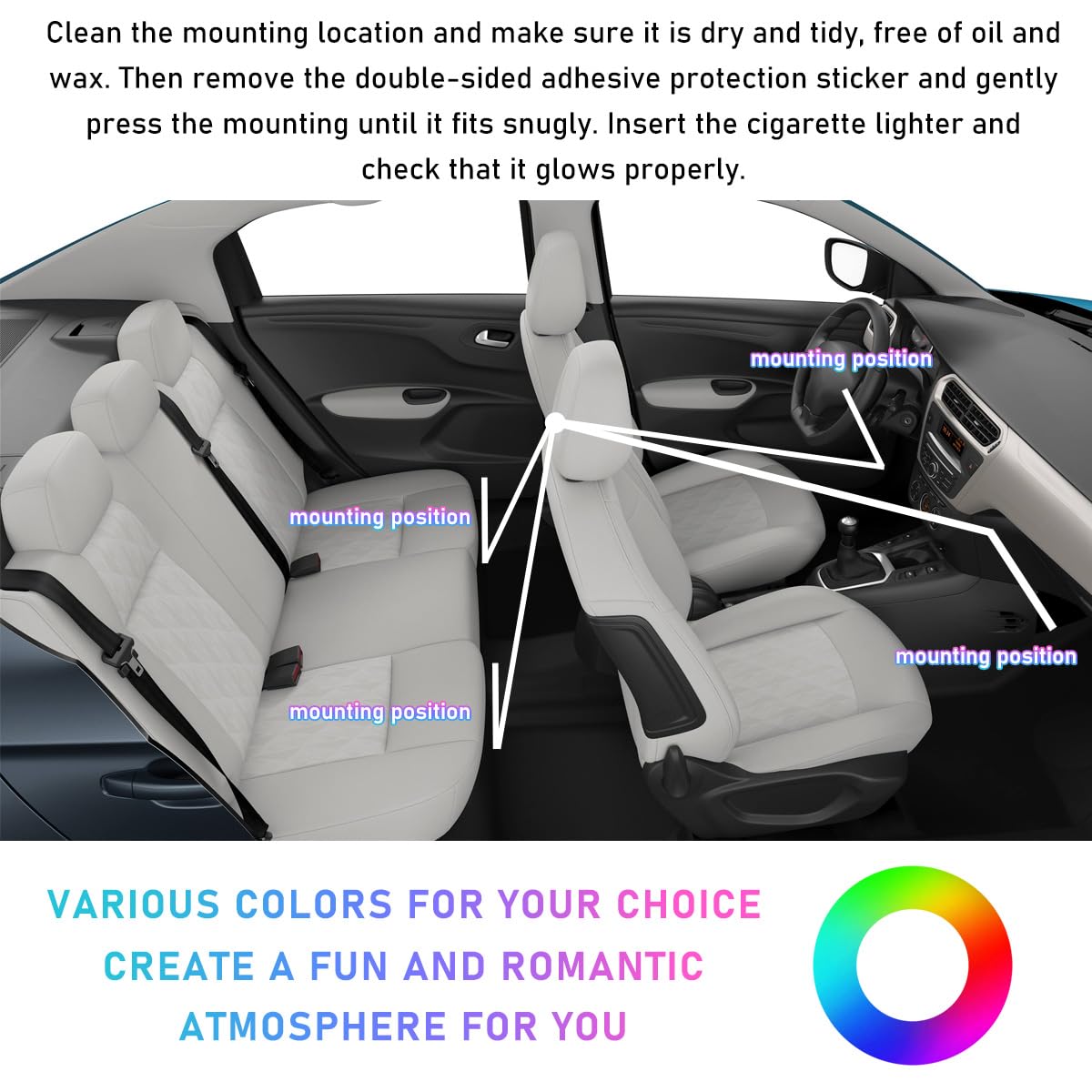 Ohleats Tira de luz LED para coche, 24 luces LED RGB para interior de automóvil, tira de luz nocturna ambiental para debajo del salpicadero, kit de iluminación de lámpara decorativa interior