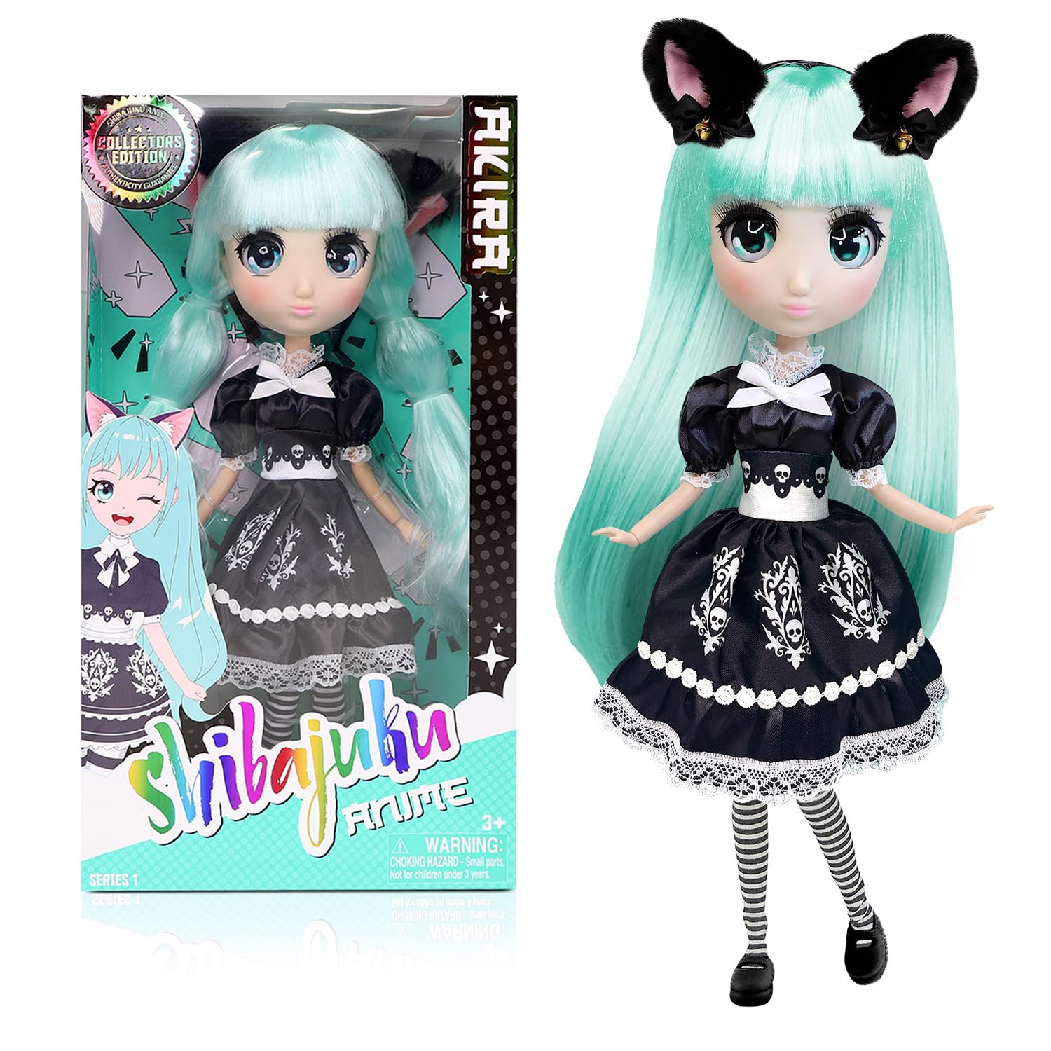 BANDAI Shibajuku – Puppe Akira 30 cm – offizielles Lizenzprodukt Shibajuku Anime – große Puppe Kawai im japanischen Stil – Sammlerpuppe Akira Edition mit Zubehör – Spielzeug für Kinder ab 3 Jahren –