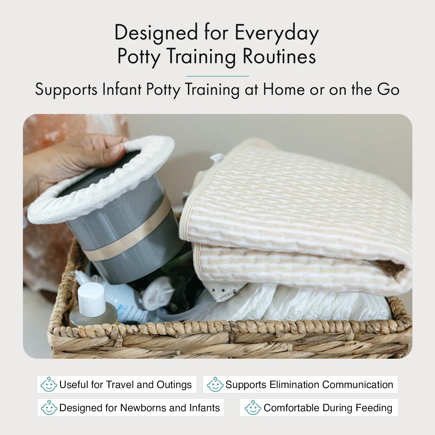 Top Hat - Orinal para entrenamiento de orinal para recién nacidos, comunicación de eliminación, incluye forro polar 100% algodón sin teñir, banda de goma antideslizante, para entrenamiento de orinal