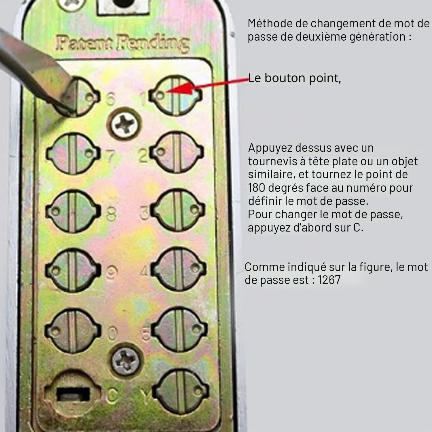 Wakects Serrure a code, Serrure de porte étanche sans clé, digicode porte, Alliage de zinc poignée à code Serrure mécanique 1-11 chiffres pour porte de 30-60 mm d'épaisseur, poignée de porte