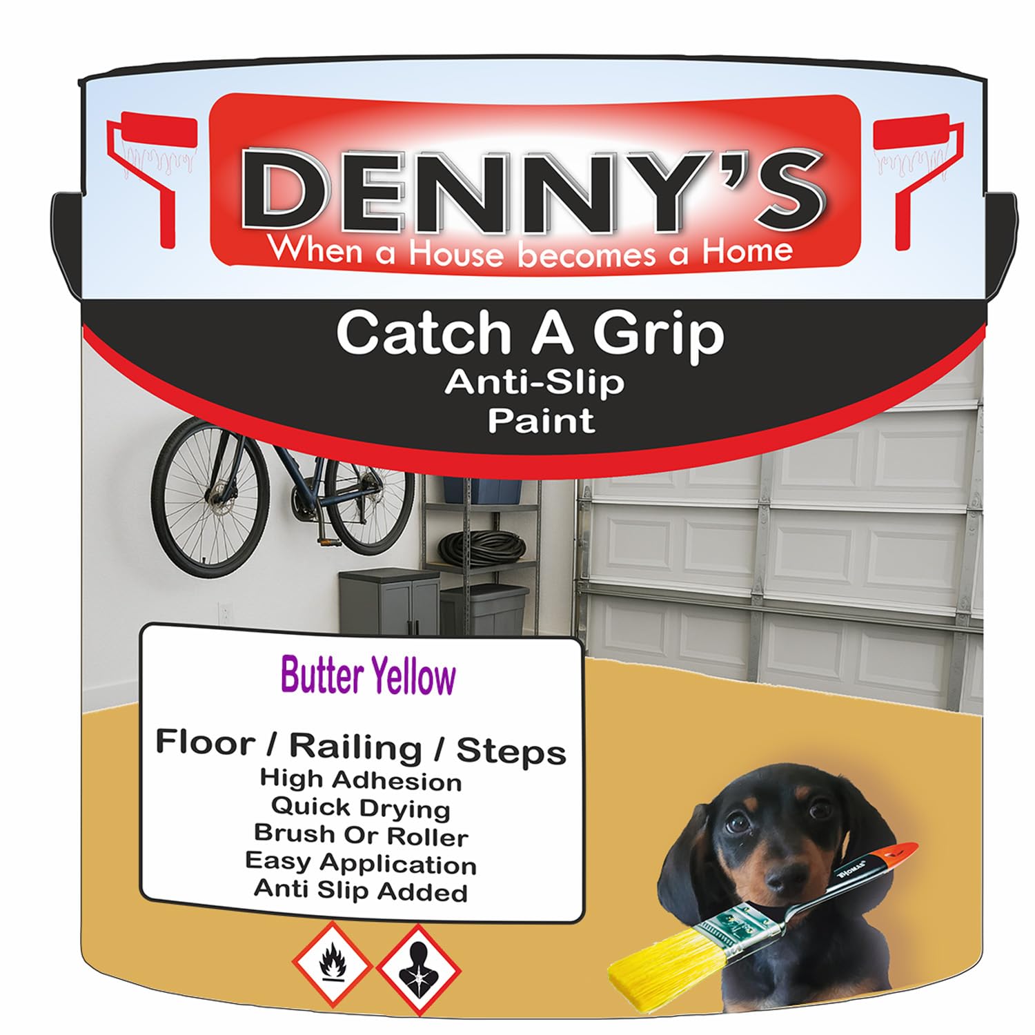 SCOOBYS PAINTS BACK IN THE MIX Catch A Grip Anti Slip Floor Paint – Non Slip Coating for Steps, Railings & Garages – 170 Colours, High Adhesion, Quick Dry, Multiple Sizes (Butter Yellow, 5 Litre Tin)