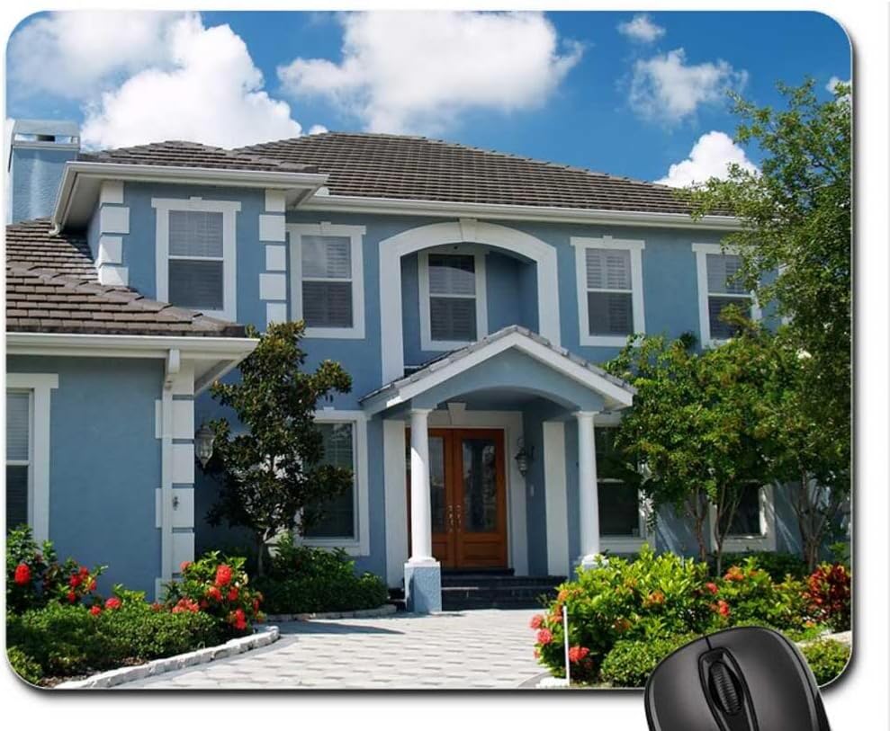 Blue House Mouse Pad, Mousepad (Houses Mouse Pad)