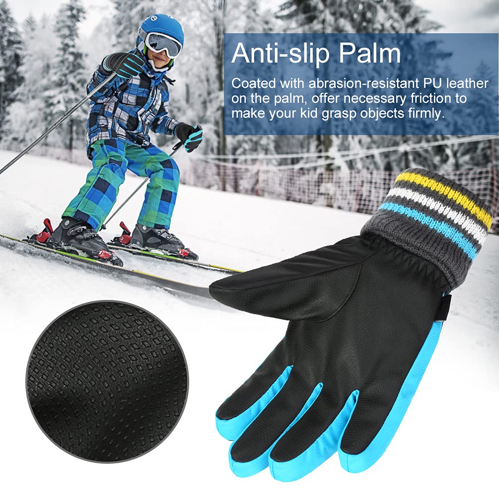 Guanti da sci per bambini, impermeabili, antivento e antivento, ideali per attività all'aria aperta, per ciclismo, ciclismo e neve