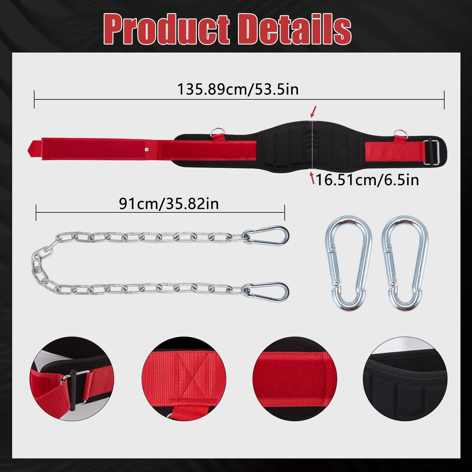 Cintura Zavorra 3-in-1 con Catena e Chiusura Autobloccante fino a 310 kg - Cintura Palestra Uomo per Dip, Trazioni e Sollevamento Pesi