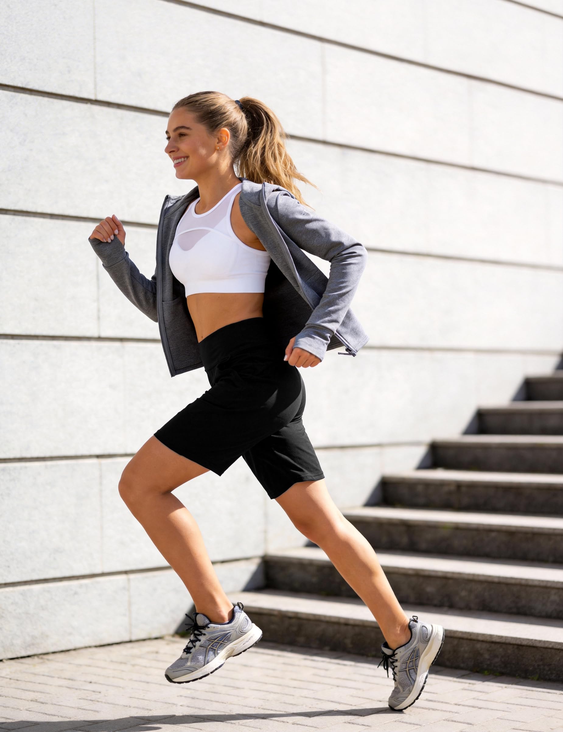 Litherday Short Femme Été Bermuda Taille Haute Pantalon de Yoga Jambe Large Pantalon de Sport Lounge Stretch Short de Course Mi Long Pantalon de Randonnée Activewear Pantalon avec Poches S-XXL - 4