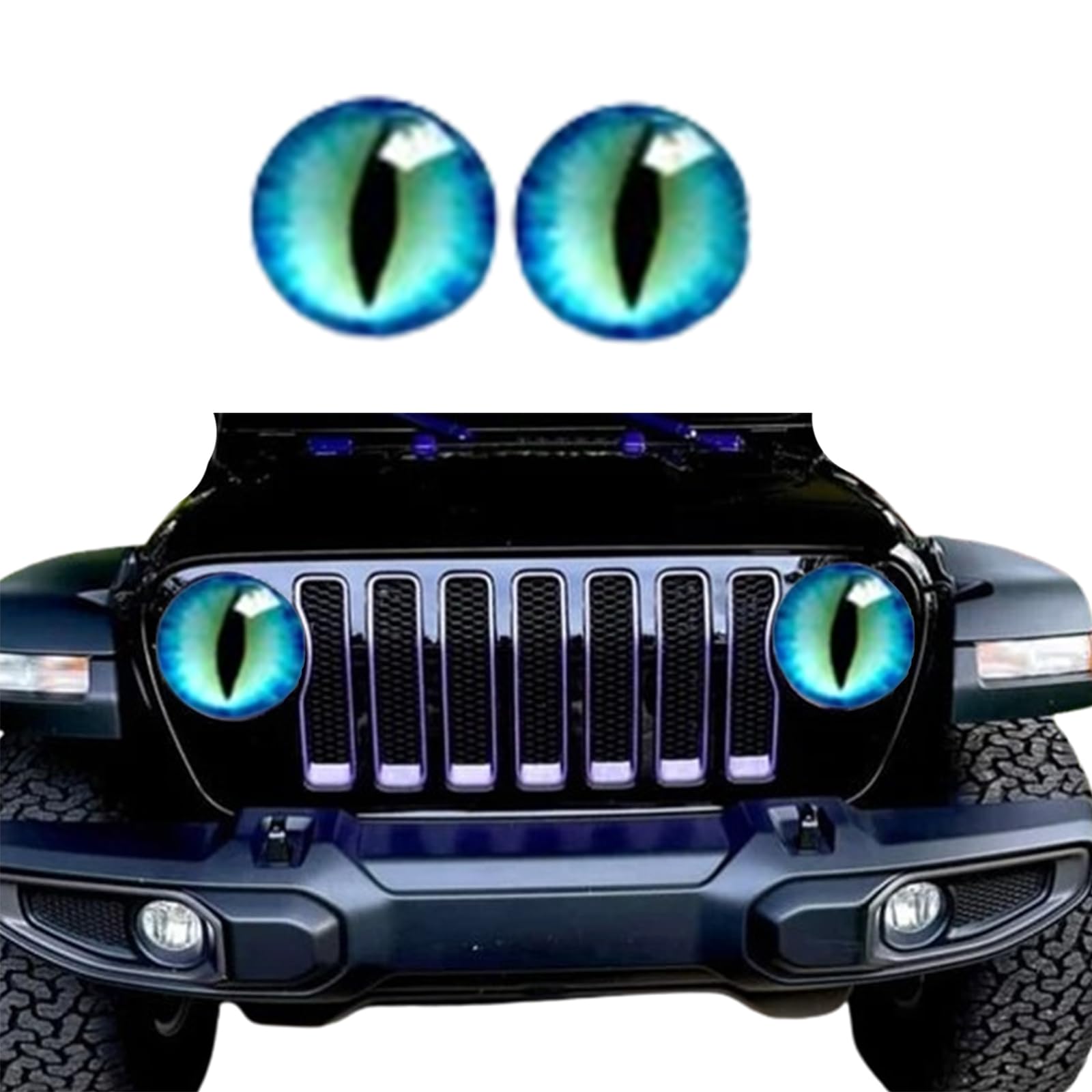 Beast Eyes Headlight Decals Pair,Funny DIY Decals for Truck Car Body Window Bumper Decoration Headlight Decal 3D Stereo Eyes Stickers Decal Round Headlight Decal(2Pcs 8In) (S)