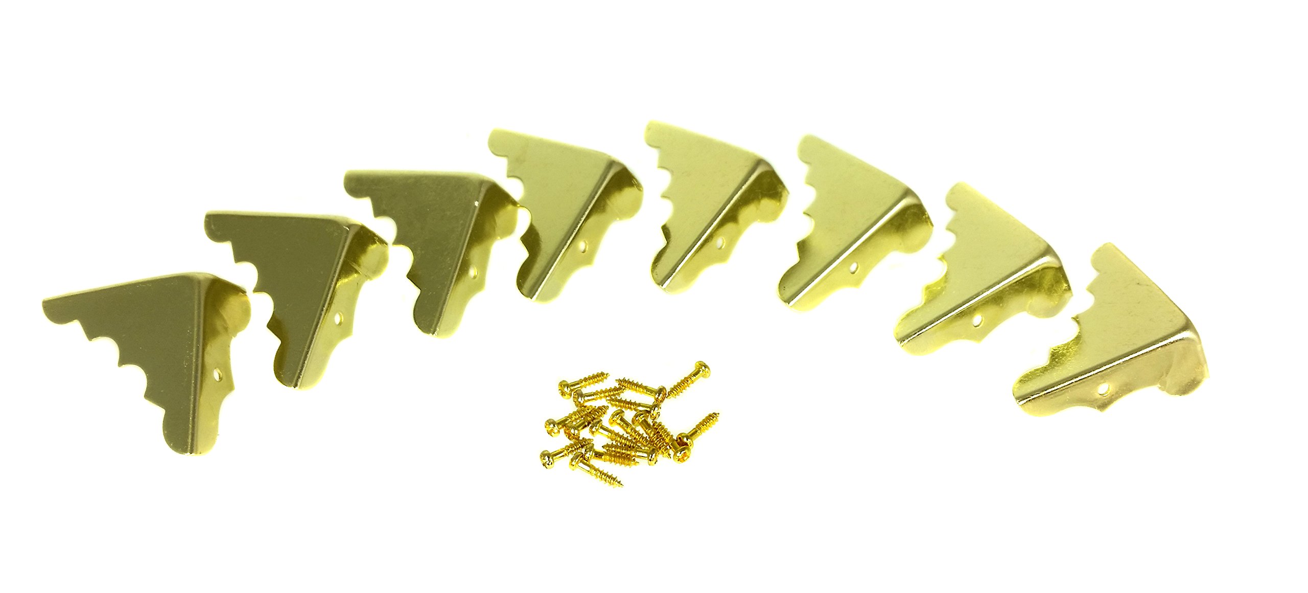 8pcs. Decorative Brass-Plated Box Corners W/Mounting Screws