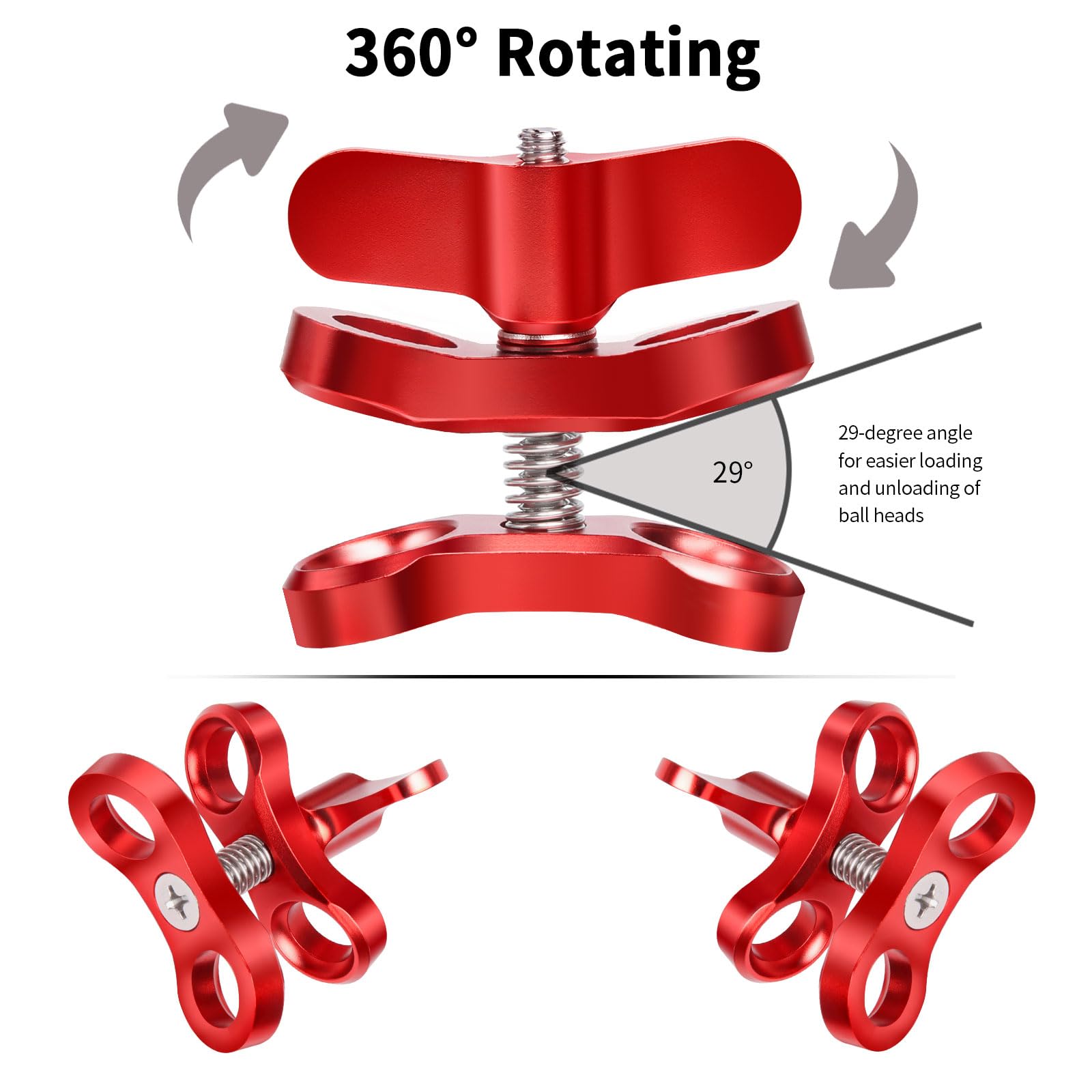 LetonPower 2-Hole 1" Aluminum Ball Clamp Mount (2-Pack) - Image 3