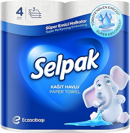 Selpak Kitchen Towel Paper - 3Ply (4 Rolls/Pack)