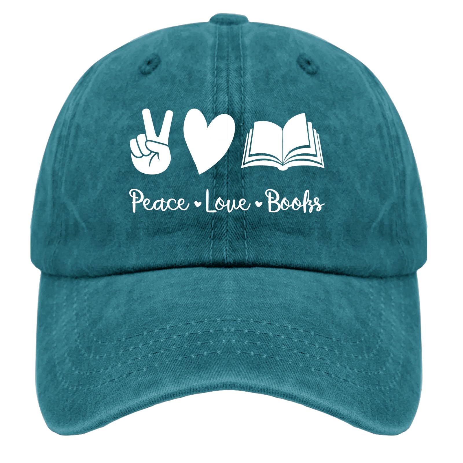 Karclau Peace Love Books Hat Womens Cap Cyan Blue Men's Hats Gifts for Grandma Cycling Cap