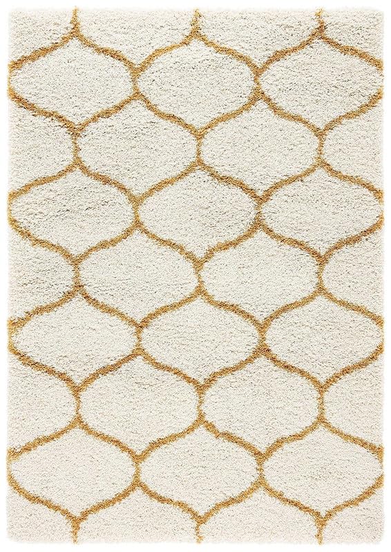 Image of SAGON Anti-Skid Shaggy Carpet Rug for Home | Ultra-Soft Plush Floor Mat for Living Room & Bedroom | Non-Slip, High-Density, Cozy Luxury Decor| 6 x 9 Feet Ivory Yellow Diamond