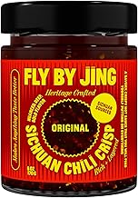 FLYBYJING Original Sichuan Chili Crisp: Premium Chili Oil w/Crunchy Garlic and Shallots - Spicy, Savory, Vegan, Sugar Free Hot Sauce - Good on Noodles, Proteins, Veggies & Everything, 6oz (Pack of 1)