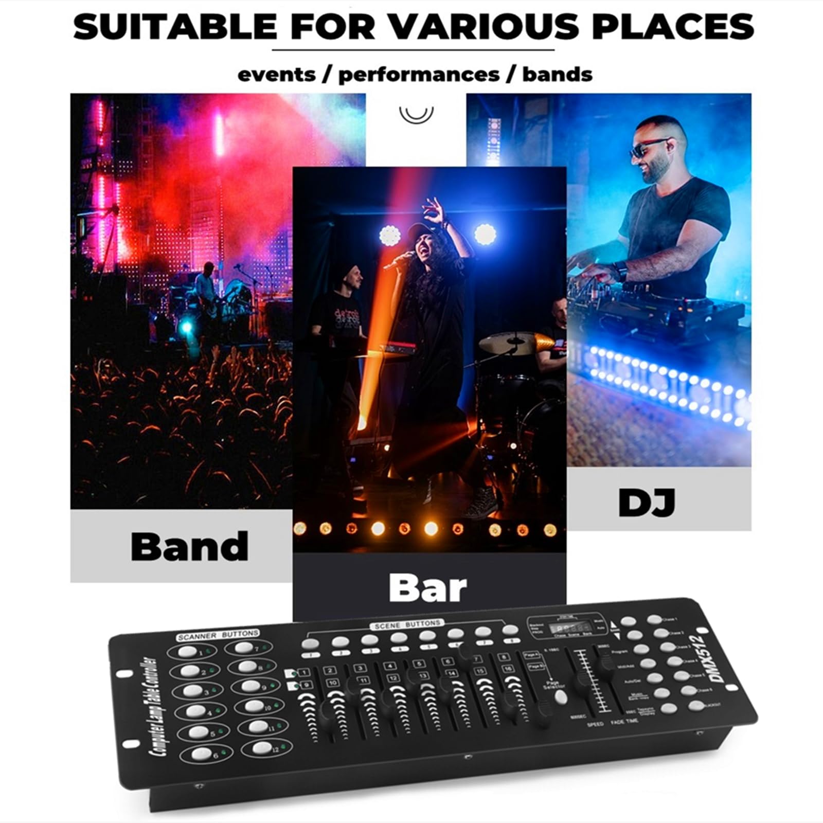 UKing Controlador Dmx512 Controlador de 192 canales Consola DMX para la Luz de Escenario Fiesta de San Valentín DJ Disco Bar
