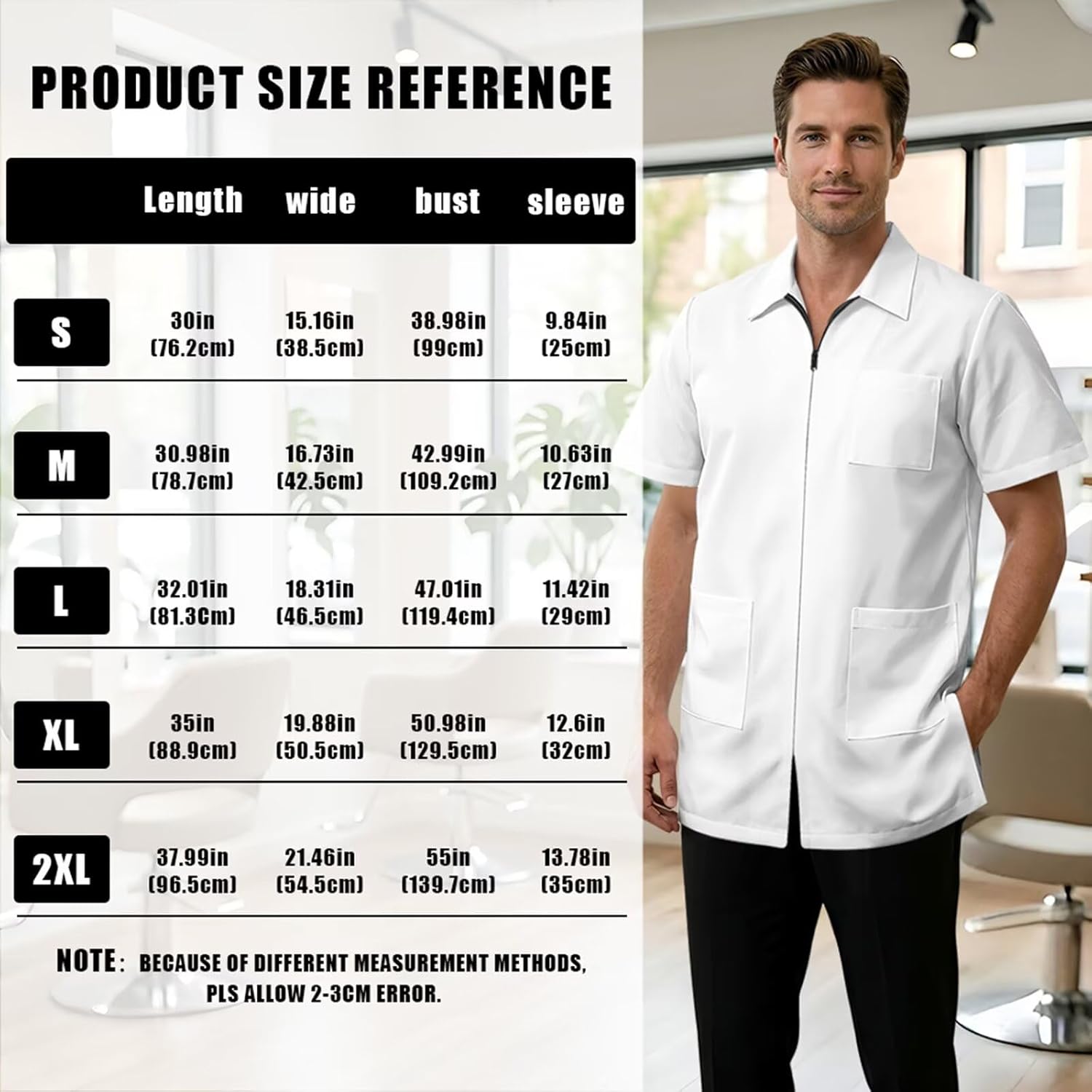 Men Women Barber Work Coat Waterproof Fabric Salon Stylist Tunic Uniform with Pockets for Hairdresser Vet Pet Groomer
