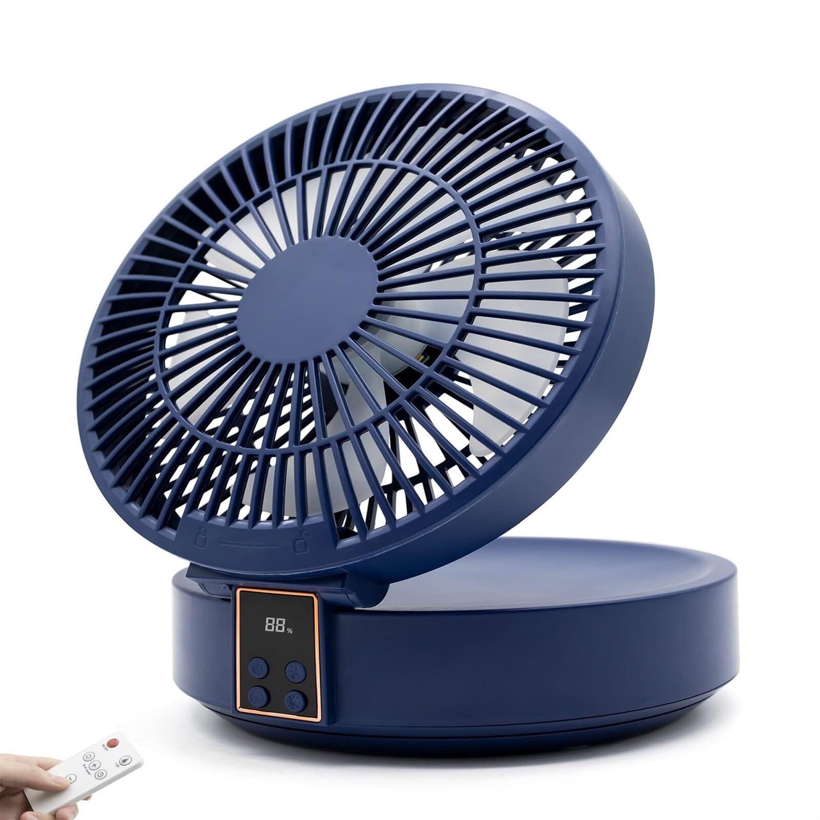 Ventilatore da tavolo silenzioso, ventilatori da tavolo USB piccoli, batteria ricaricabile da 4000 mAh, ventilatore pieghevole, funzionamento potente e silenzioso, telecomando, oscillazione automatica