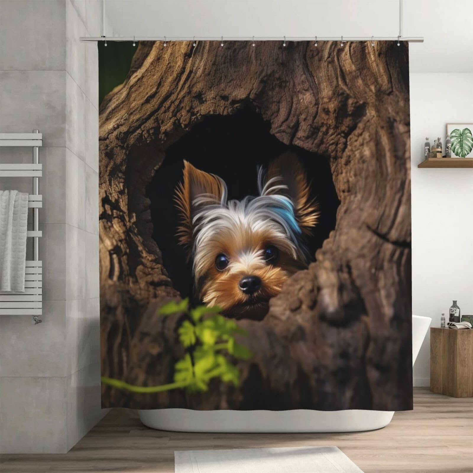 Rideau de douche épais contre éclaboussures motif Yorkshire terrier 183 cm