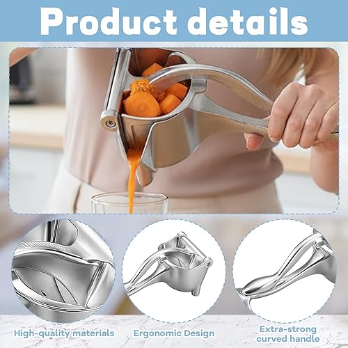 Miniatura 3 de Exprimidor de mano, exprimidor manual de aluminio, exprimidor de jugo de frutas eficiente para frutas cítricas, exprimidor de mano duradero de