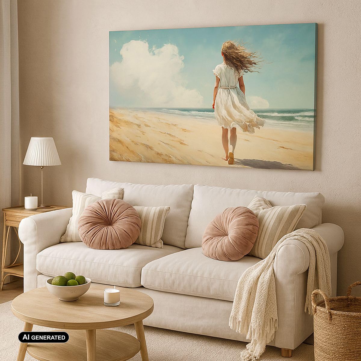 Cuadros Decoracion Salon Chica Playa Caminar Lienzos decorativos 120x80cm Cuadro Sobre Lienzo Moderno Dormitorio Cocina Cuadros Pared Imágenes Wall Art Prints Decor Canvas Grande XXL AA120x80-6014 | Chica Playa Caminar Cuadro Decorativo XXL 1 pieza Sala d