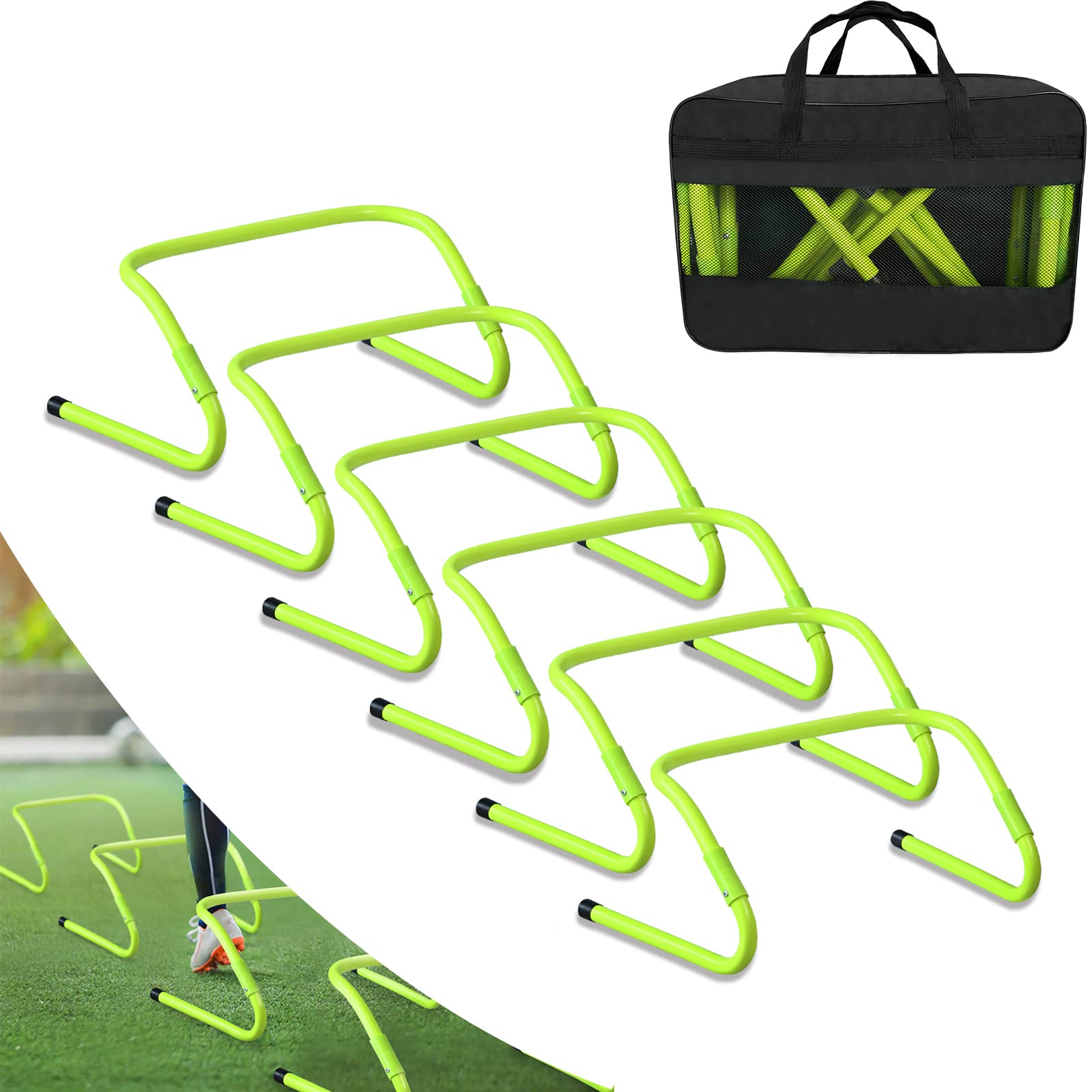 UISEBRT Set di 6 ostacoli da allenamento velocità/agility, da calcio, con regolazione in altezza, per allenamento di velocità e coordinazione