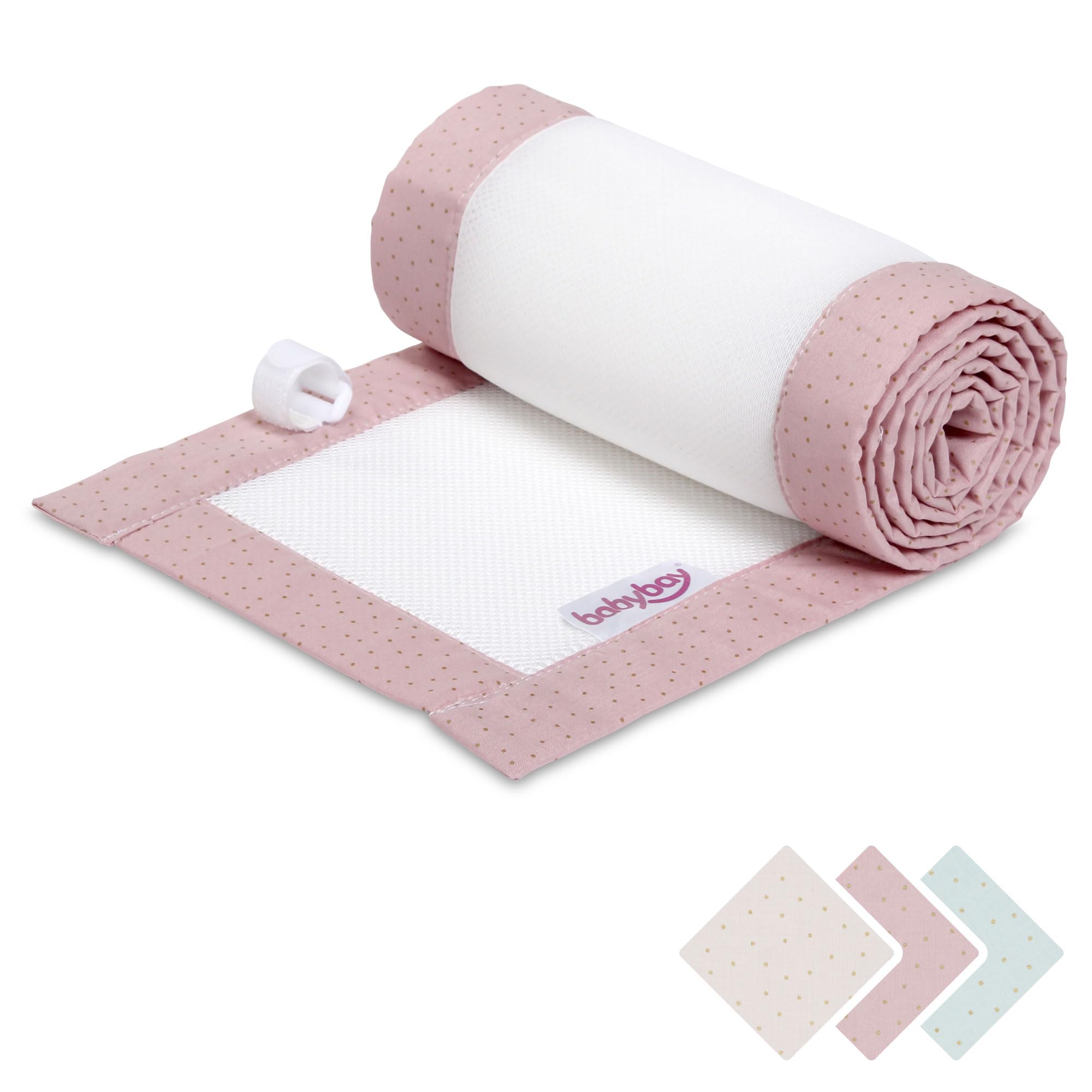 babybay Nestchen 3D Mesh Royal passend für Modell Maxi, Boxspring, Comfort und Comfort Plus, rosé Glitzerpunkte gold