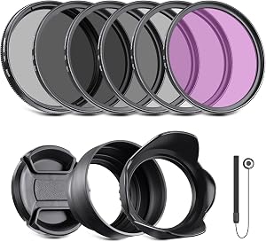 NEEWER 46mm ND Filter Pack and Lens Accessories, ND2 ND4 ND8 UV FLD CPL Filter Kit with Lens Cap