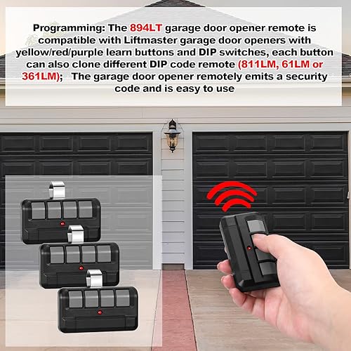 Miniatura 6 de Kingdder 3 unidades 894LT control remoto de apertura de puerta de garaje de aprendizaje de cuatro botones, compatible con abridor de puerta de