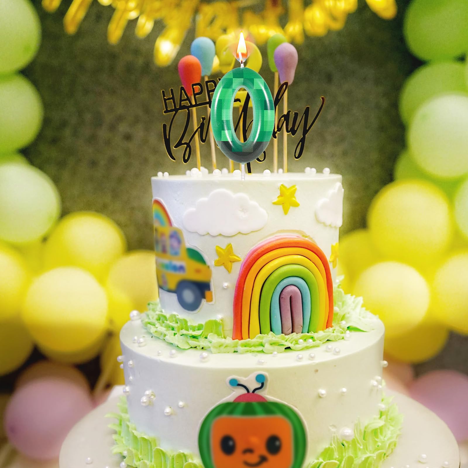 24 Bougies D'anniversaire Pixels Style Mineur - Vert - Pour Gâteaux Et Cupcakes - Enfants, Thème Jeu Vidéo