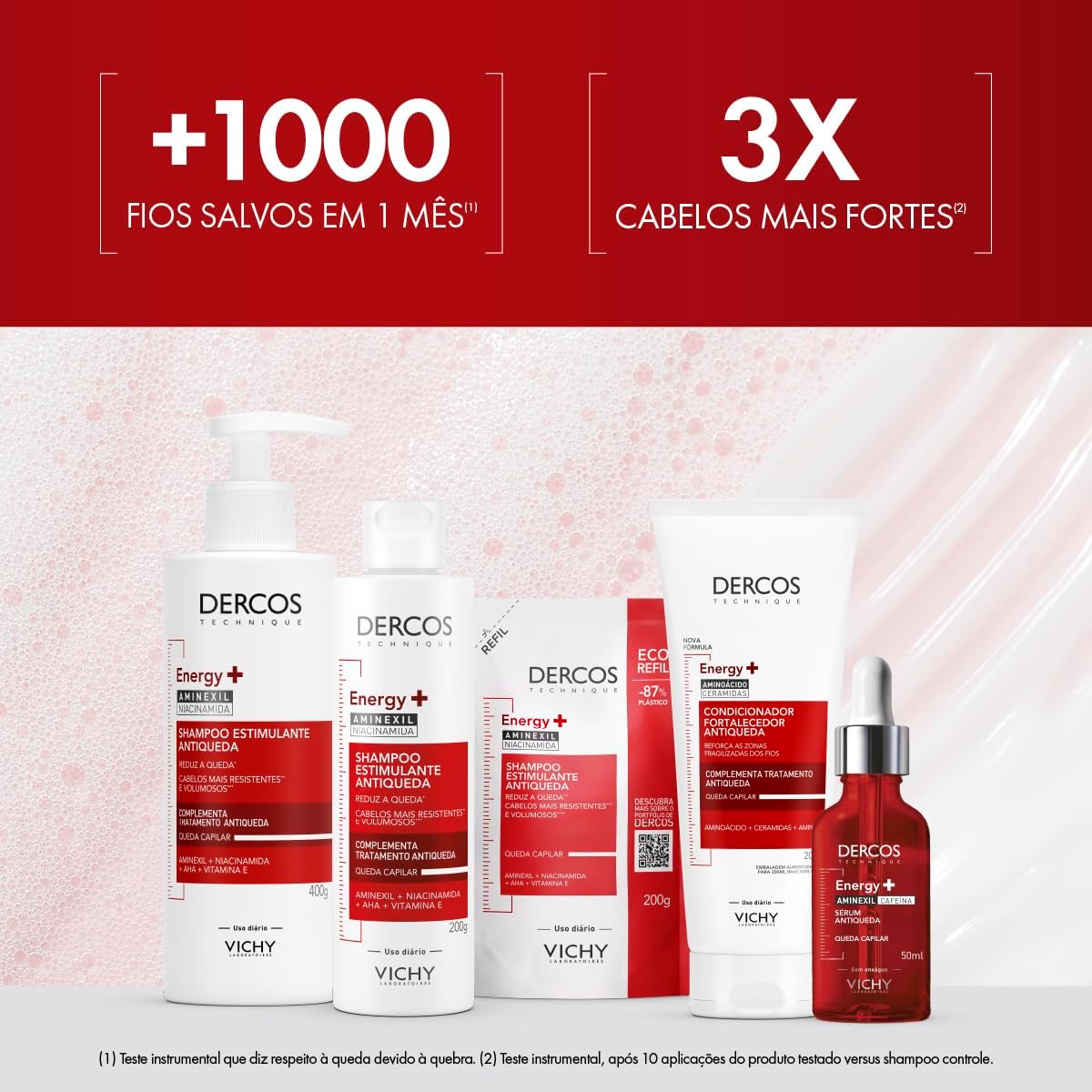 Vichy Dercos Energy+, Shampoo Estimulante, Tratamento Antiqueda para Cabelos Fracos e Quebradiços, Fortalece os Fios com Aminexil, Niacinamida e Vitamina E, 400g Vichy Dercos Energy+, Shampoo Estimulante, Tratamento Antiqueda para Cabelos Fracos e Quebradiços, Fortalece os Fios com Aminexil, Niacinamida e Vitamina E, 400g