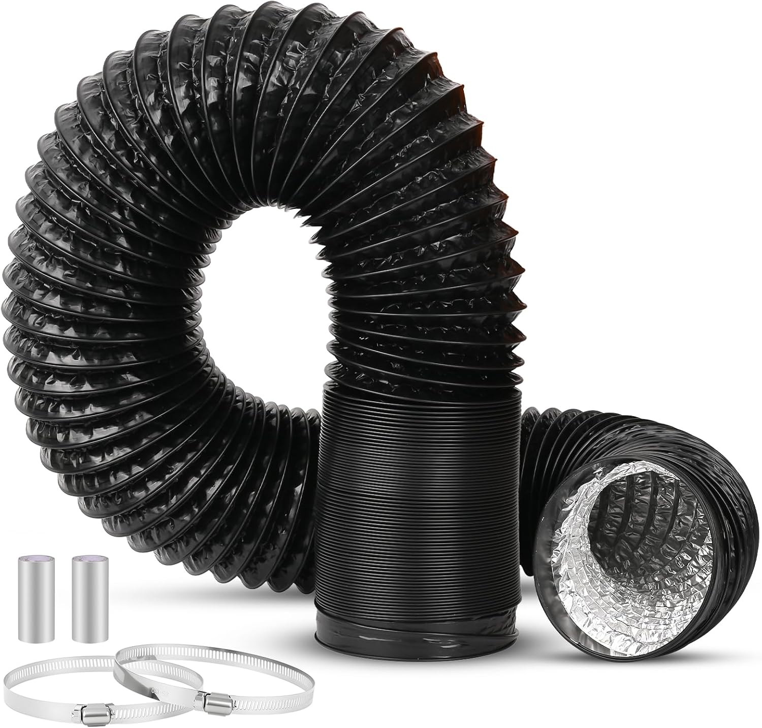 Tubo Ventilazione 110mm 3m PVC Alluminio + Fascette