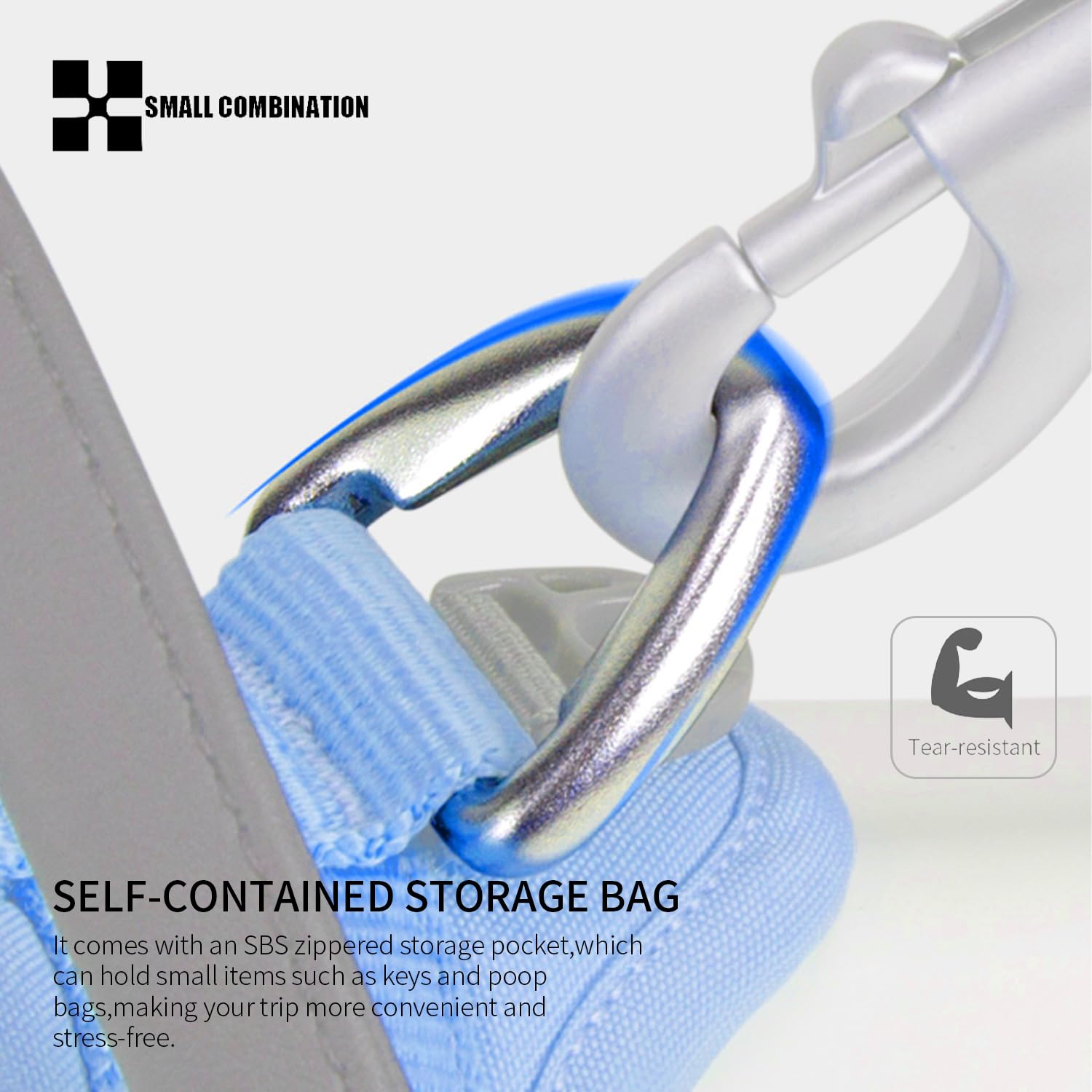 SMALL COMBINATION Dog Leash,with Metal Clip (Blue, S) - Image 4