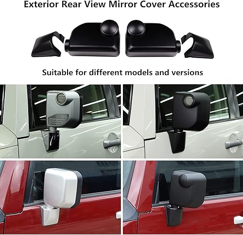 Miniatura 5 de 6 piezas de cubierta de espejo retrovisor exterior compatible con Toyot FJ Cruiser 2007-2021 Aunginsy cubierta de protección para retrovisor