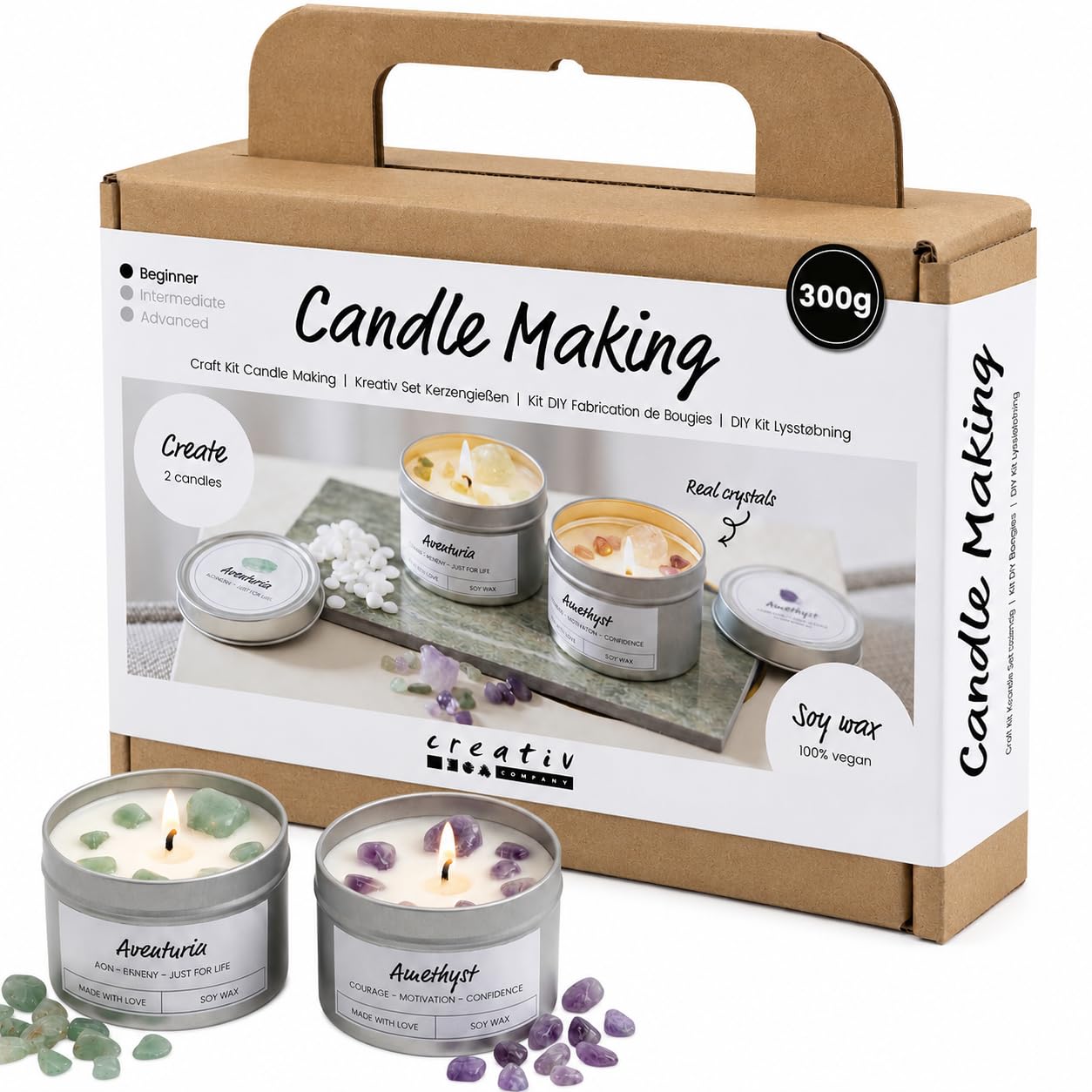 CREATIVE Mini Craft Kit Candle Making, Cream, Off White, Soy Candles, 1 Pack, Mulricolour
