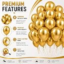 Chrome Metallic Gold Balloons 50 PCS with 2 Metallic Ribbons, 12 Inch Latex Party Balloons for Birthday Decoration, Anniversary, Baby Shower, Wedding, Engagement, Graduation and Celebration Decor gallery image