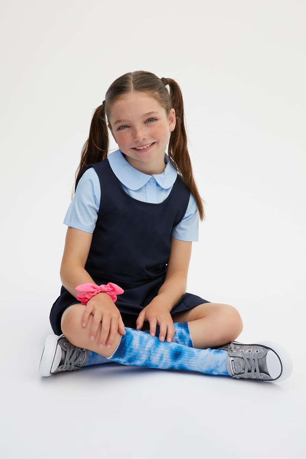 French Toast Girls' Box Pleat Round Neck Jumper Dress image 5