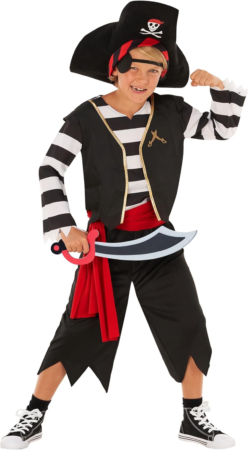 Morph Pirate Costume Boys, Black And White Pirate Costume Kids, Boys Halloween Costumes, Halloween Costumes For Kids, Small - Image 5