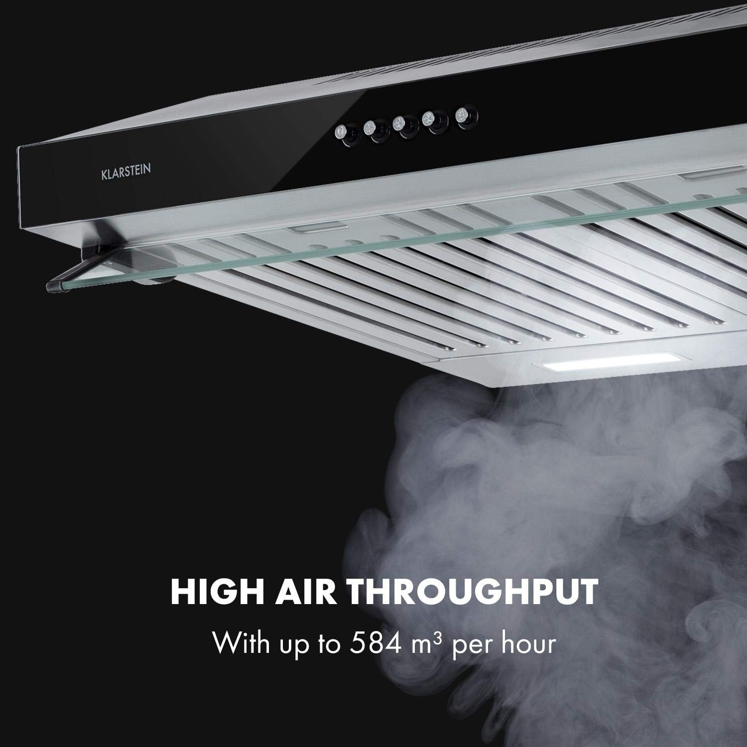 Klarstein Purista Force Afzuigkap - 60 cm, 400 m³/u, LED touch, energieklasse C