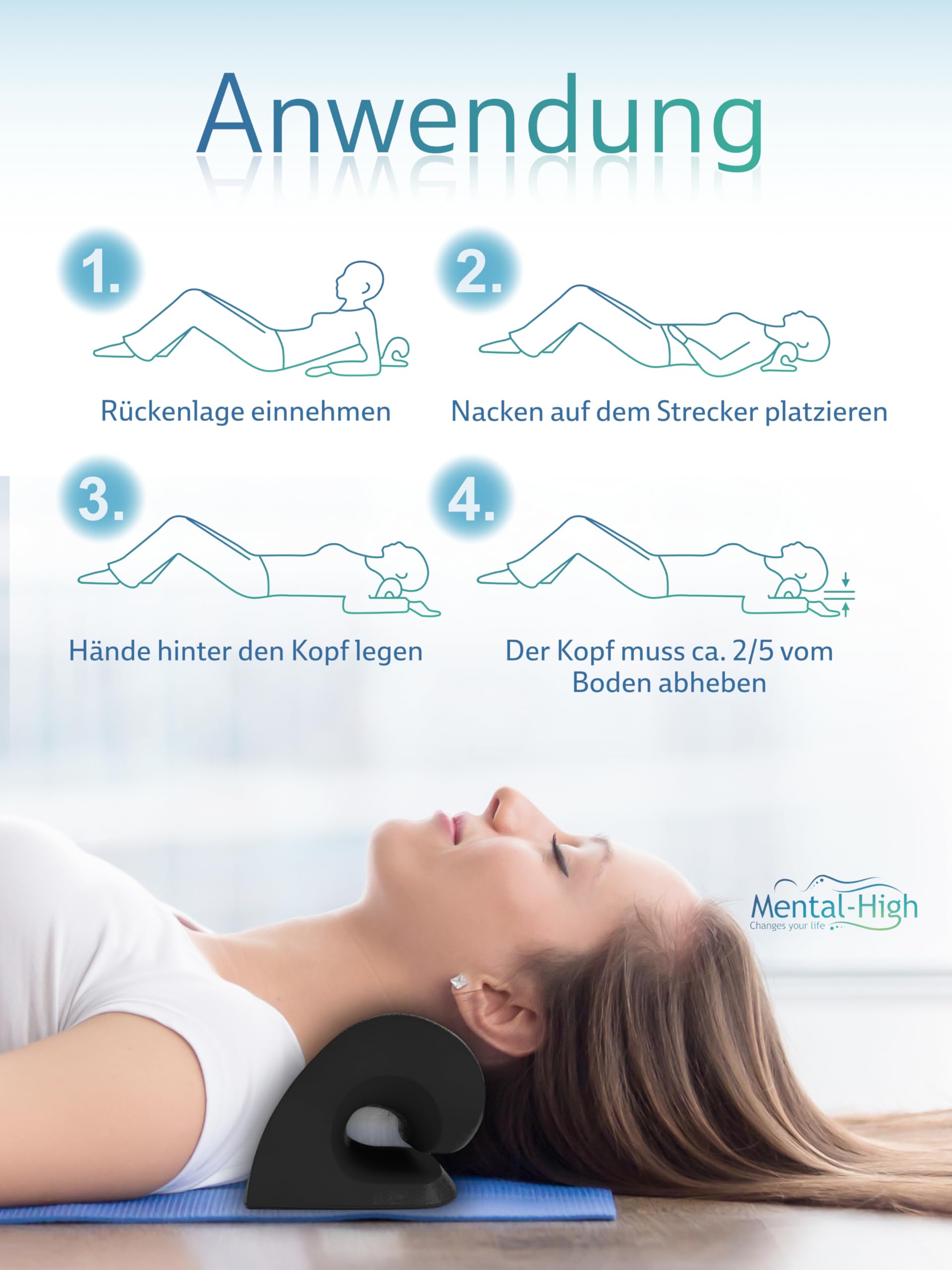 Estensore cervicale – Dispositivo ortopedico per l'allenamento cervicale per la correzione della postura e alleviamento del dolore – Supporto cervicale ergonomico per il rilassamento e