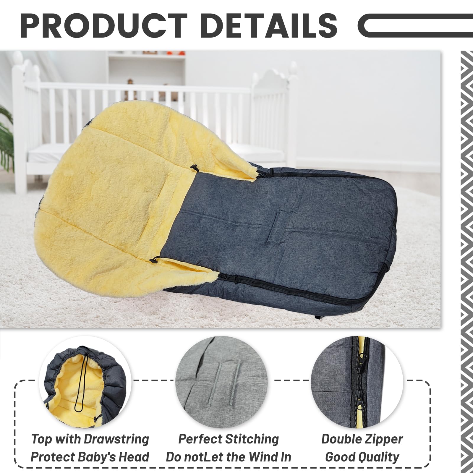 Coprigambe Per Passeggino Universale Invernale - Sacco Nanna Impermeabile In Pile, Con Cerniere Laterali, 98x45 Cm, 0-36 Mesi