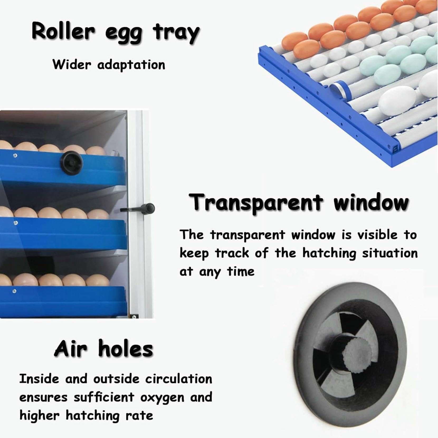 Incubadora De 136/204/372/340 Huevos con Volteador AutomáTico Y AdicióN AutomáTica De Agua, Control De Humedad Y Temperatura, FuncióN WiFi, Osciloscopio Integrado, para Aves De Corral 272Eggs