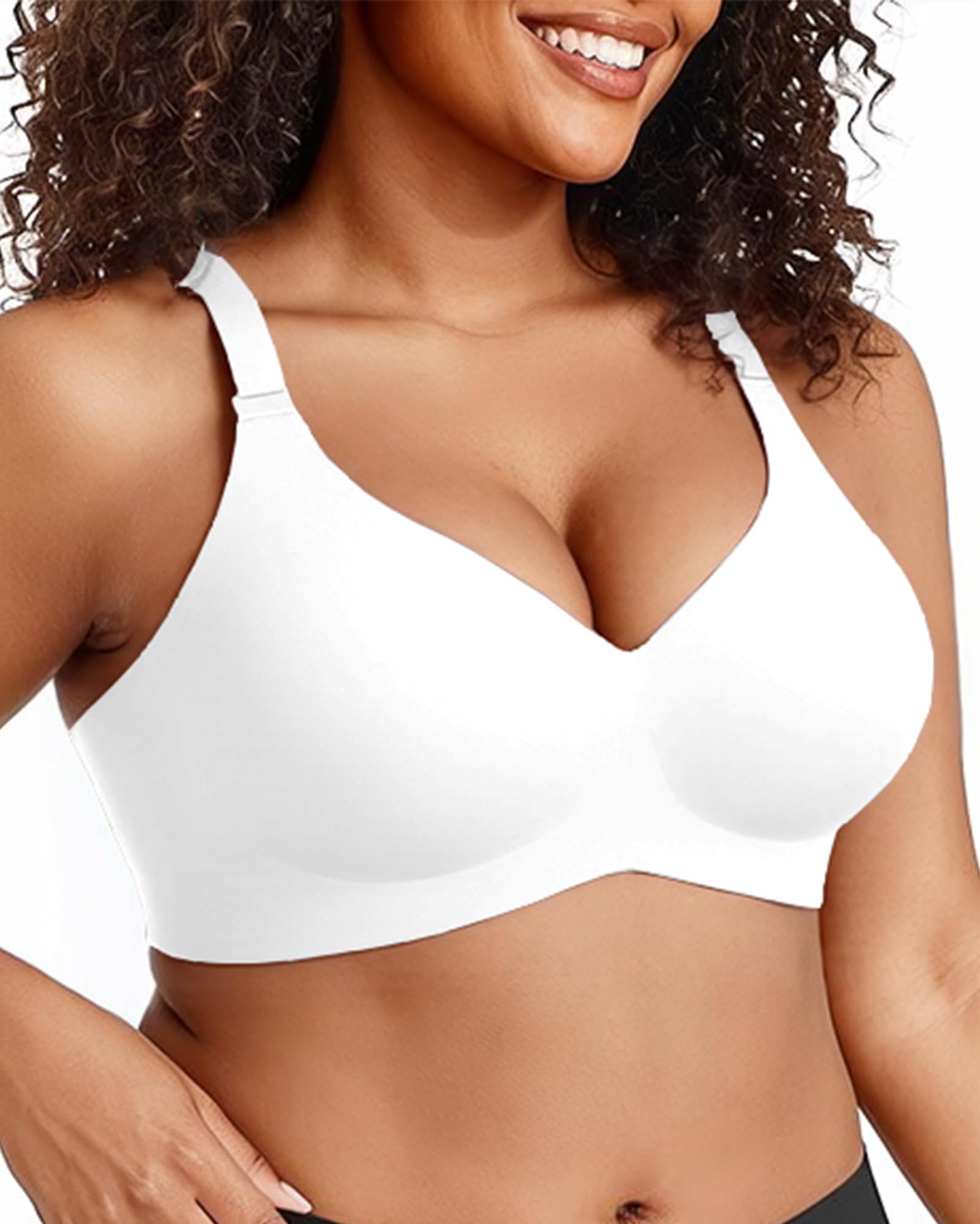 Deep V Petal Bras for Women No Underwire Soft Wireless Bras Comfort Seamless Bralettes with Extender