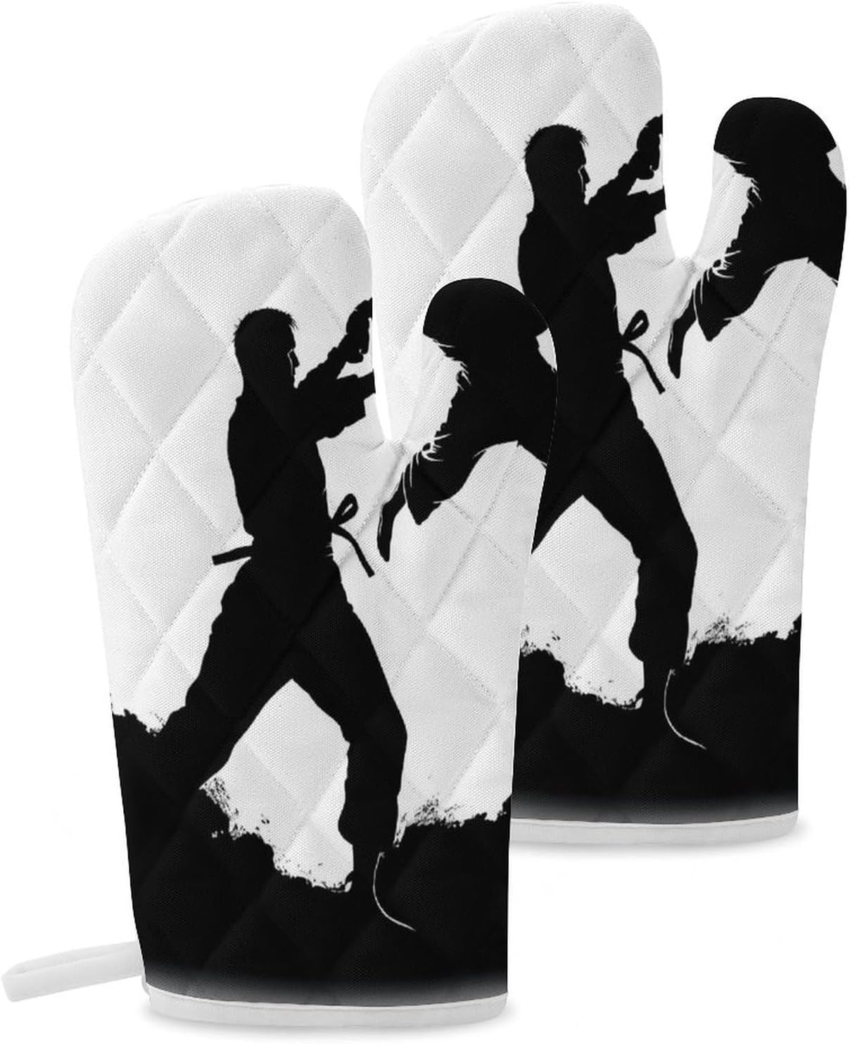 Kickboxing Oven Mitts Set of 2 Non-Slip Heat Resistant Kitchen Gloves for Kitchen Cooking Baking Grilling BBQ
