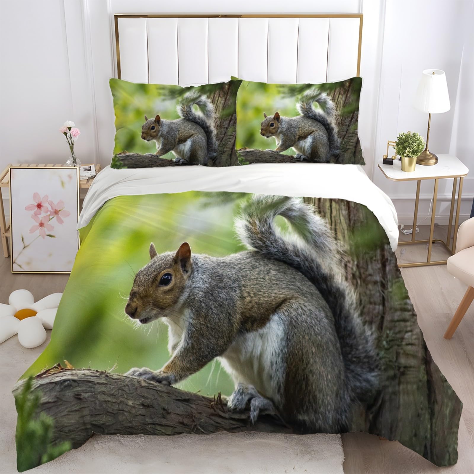 Housse de couette 90x190 écureuil pour des nuits douces et rassurantes