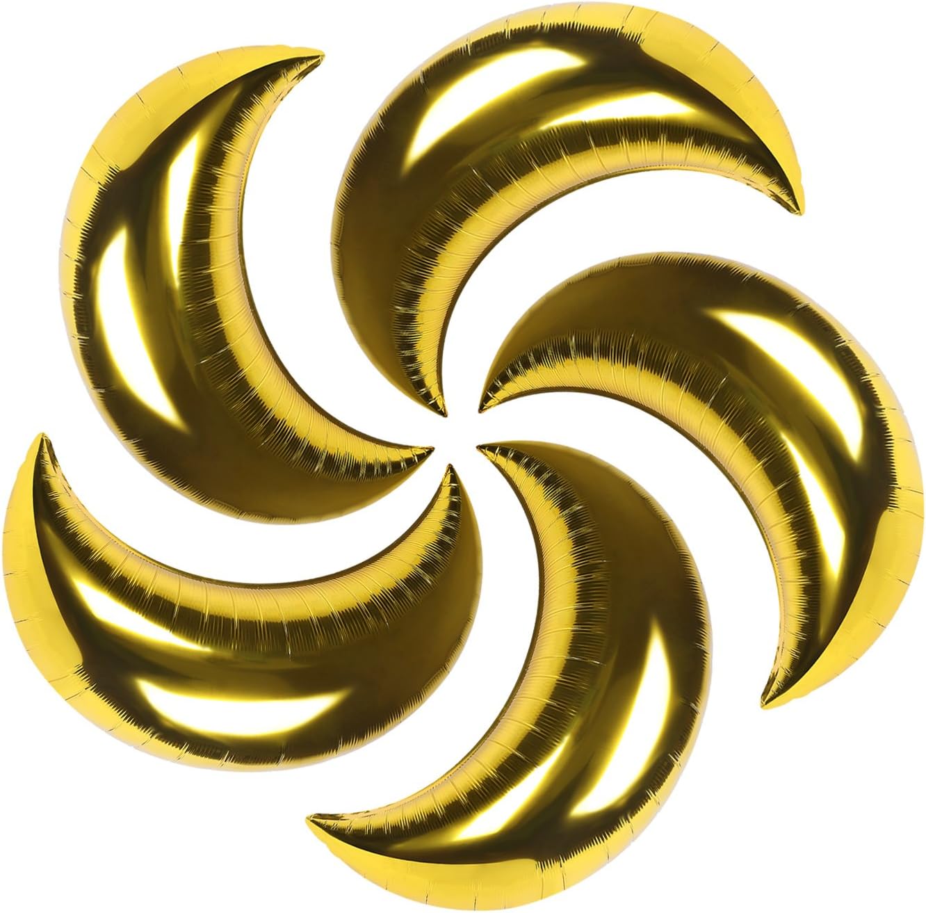 Ecape Gold Moon Foil Mylar Balloons,36 Inches Crescent Moon Balloons Helium Balloons for Birthday & Wedding Party Decorations Pack of 5 - Gold (Gold)
